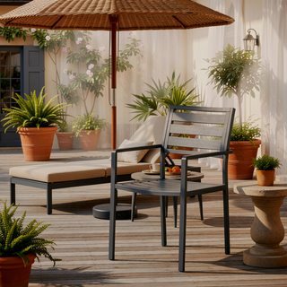 Sunvega Modern Aluminum Outdoor Dining Chairs with Open Slat Design (Set of 2)