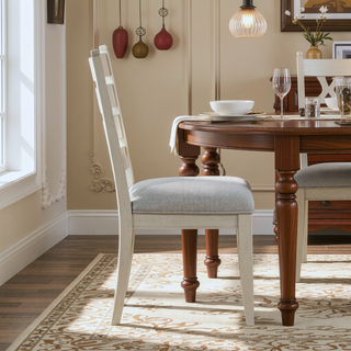 Sunvega Farmhouse Dining Set of 2 Counter Height Chairs with Antique White Finish