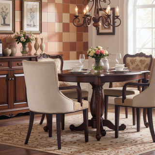 Sunvega Modern Dining Armchair with Faux Leather Upholstery and Solid Beech Wood Frame