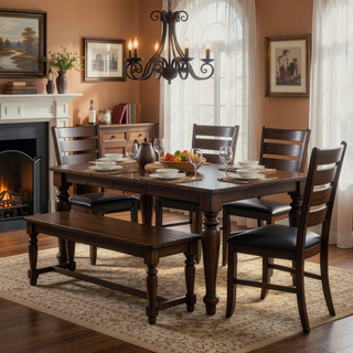 Sunvega Espresso Finish Faux Leather Upholstered Wooden Dining Side Chairs Set of 2