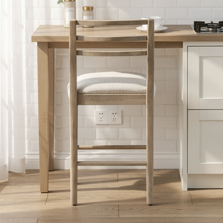 Sunvega Farmhouse Style Ladder Back Counter Stool Set with Upholstered Seating