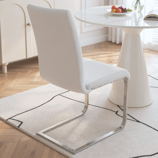 Sunvega Contemporary Faux Leather Upholstered Dining Chair with Metal Base Set of 2
