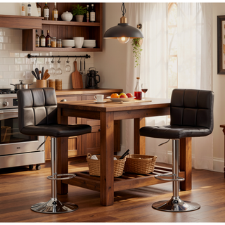 Sunvega Adjustable Hydraulic Bar Stool with 360 Degree Swivel and Footrest in Brown