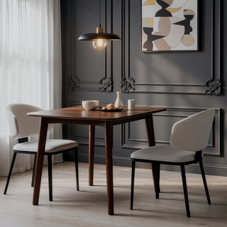 Sunvega Modern PU Leather Upholstered Dining Chairs with Crescent Backrest Set of 2