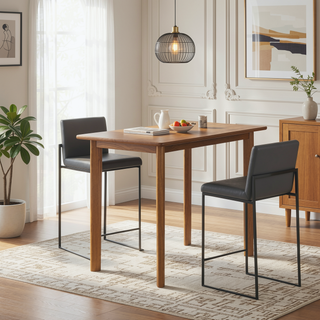 Sunvega Contemporary High Back Counter Stool Set of 3 with Padded Seat