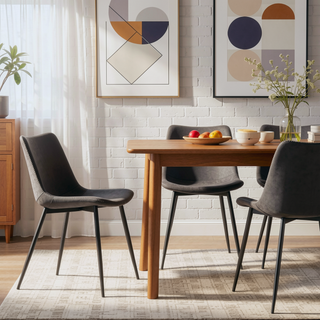 Sunvega Durango Industrial Dining Chair with Vintage Faux Leather and Black Metal Legs