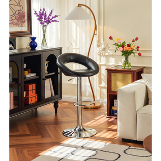 Sunvega Modern Adjustable Height Faux Leather Swivel Stools with Chrome Base Set of 2