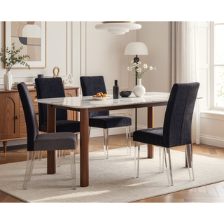 Sunvega Modern Glam Quinara Acrylic Dining Chair with Black Velvet Set of 2