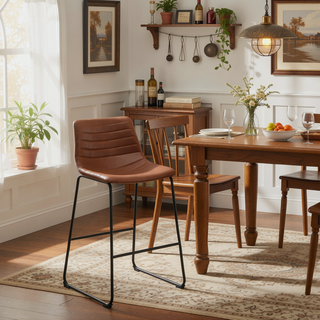 Sunvega Modern Upholstered Counter Height Chair Set with Sled Base Footrest