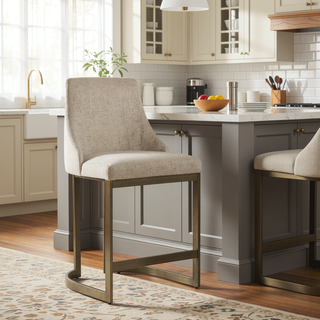 Sunvega Modern Contemporary Counter Height Stool with Metal Base and Curved Arms