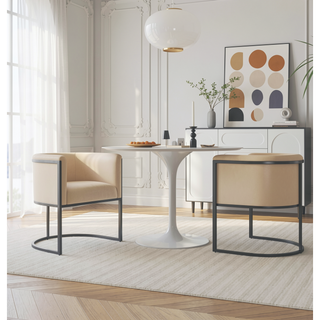Sunvega Modern Faux Leather Upholstered Dining Chair with Geometric Metal Frame