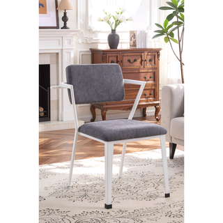Sunvega Tall Backrest Dining Chair with Padded Gray Fabric Seat Set of 2