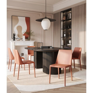 Sunvega Modern Gray Leatherette Upholstered Dining Chairs Set of 2