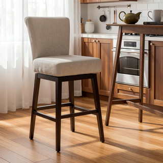 Sunvega Soft Upholstered Swivel Chair with Wooden Legs for Living Room