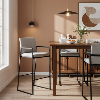 Sunvega Contemporary High Back Barstool Set of 3 with Upholstered Seat and Backrest