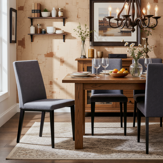 Sunvega Black PU Dining Chairs with Silver Metal Legs and High Elasticity Sponge Filling for Living Room