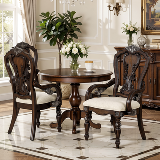 Sunvega Traditional Style Arm Chair with Ornate Corbels in Dark Brown Finish
