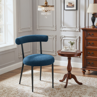 Sunvega Modern Metal Frame Dining Chairs Set of 2 with Curved Open Backrests