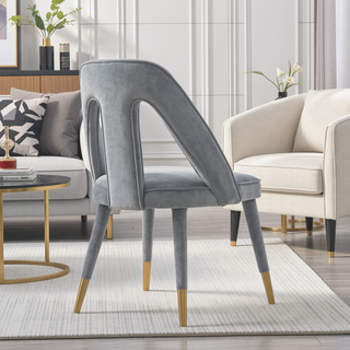 Sunvega Modern Velvet Upholstered Dining Chair with Gold Metal Tips for Dining Room