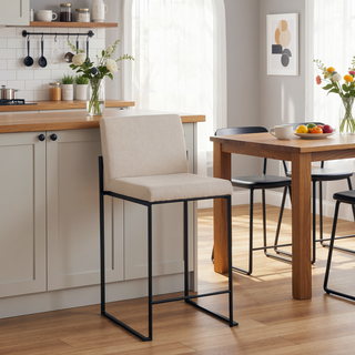 Sunvega Contemporary High Back Counter Stool Set of 3 with Padded Seat and Backrest