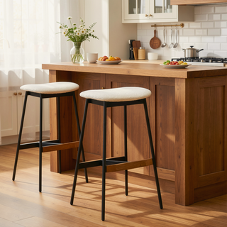 Sunvega Modern Set of 2 Upholstered Bar Stools for Kitchen Island and Counter Height