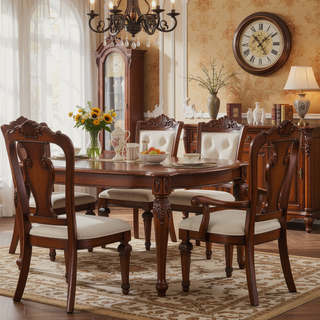 Sunvega Traditional Style 2pc Side Chair with Chenille Upholstered Seat and Backrest