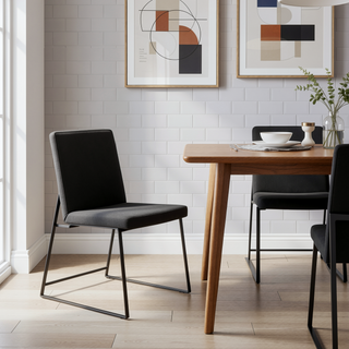 Sunvega Fuji High Back Contemporary Dining Chair with Black Steel Frame and Velvet Upholstery