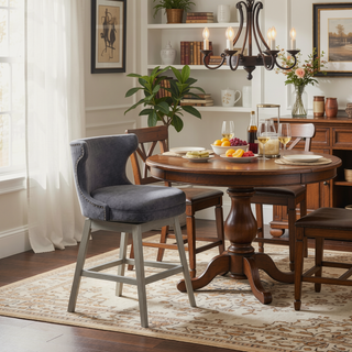 Sunvega Swivel Counter Stool with Solid Wood Frame and 360 Degree Rotation