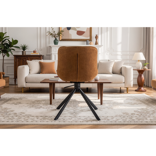 Sunvega Mid-Century Modern Tufted Diamond Pattern Upholstered Swivel Dining Chair