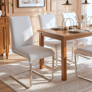 Sunvega Contemporary Faux Leather Upholstered Dining Chair with Metal Base Set of 2