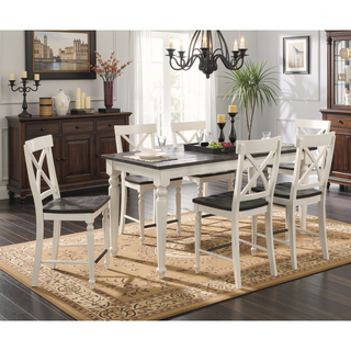 Sunvega Country Style Dark Mocha and Antique White Bar Stools Set of 2