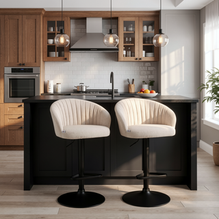 Sunvega Adjustable Swivel Bar Stools Set of 2 with Linen Touch Fabric