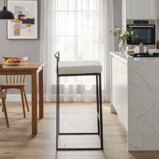 Sunvega Contemporary Stackable Counter Stools with Upholstered Padded Seat - Set of 2
