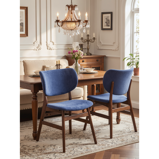 Sunvega Green and Walnut Padded Side Chair Set with Water Resistant and Scratch Resistant Finish