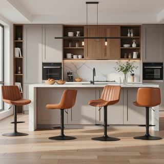Sunvega Adjustable Swivel Bar Stools Set of 2 with Back Support PU Leather