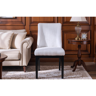 Sunvega Modern Upholstered Side Chairs with Light Gray Textured Fabric and Black Finish