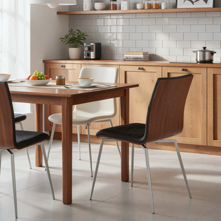 Sunvega Mason Contemporary Dining Accent Chair with Swivel and Walnut Wood Back