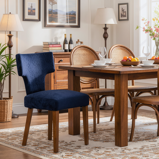 Sunvega Mid Century Modern Dining Chairs Set of 2 with Chenille Fabric and Hardwood Frame