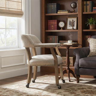 Sunvega Hardwood Caster Game Chair with Polyester Upholstery and Padded Armrests