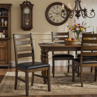 Sunvega Walnut Finish Round Drop Leaf Dining Table for Small Kitchen