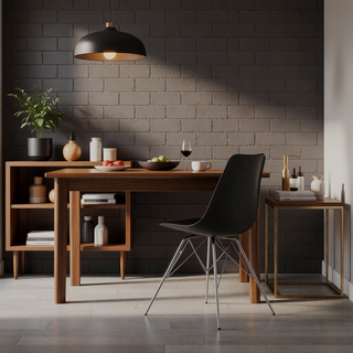 Sunvega Modern Black Dining Chair with Padded Cushion and Chrome Legs Set of 2
