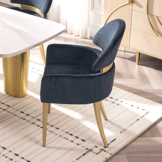 Sunvega Contemporary White and Gold Stainless Steel Arm Chairs for Dining Room