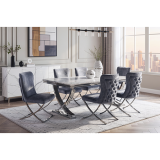 Sunvega Glam Style Chrome Frame Upholstered Velvet Dining Chairs Set of 2
