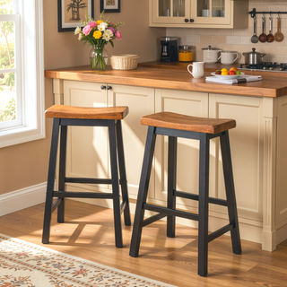 Sunvega Toluca Saddle Wood Barstool Set of Two for Serving Area