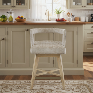Sunvega Contemporary Swivel Counter Stool with Bronze Metal Kickplate and Wheat Finish
