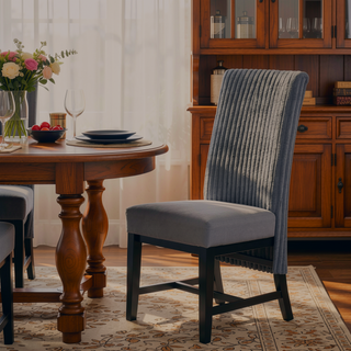 Sunvega Modern Upholstered Dining Chairs with Gray Corduroy Comfort and Wooden Frame