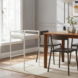 Sunvega White Metal and Faux Leather Stackable Counter Stool Set of Three