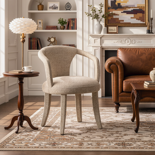 Sunvega Mid-Century Modern Tweed Upholstered Armchair for Dining and Living Room