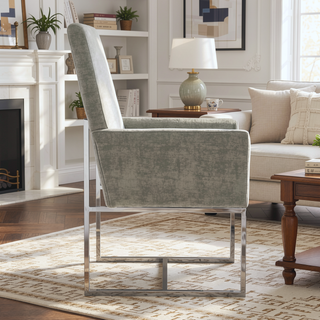 Sunvega Modern Open Industrial Design Velvet Upholstered Dining Chair for Living Room