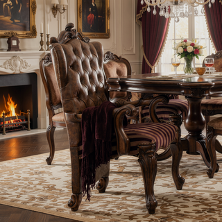 Sunvega Light Brown and Cherry Oak Tufted Arm Chair Set of 2 with Plush Padding